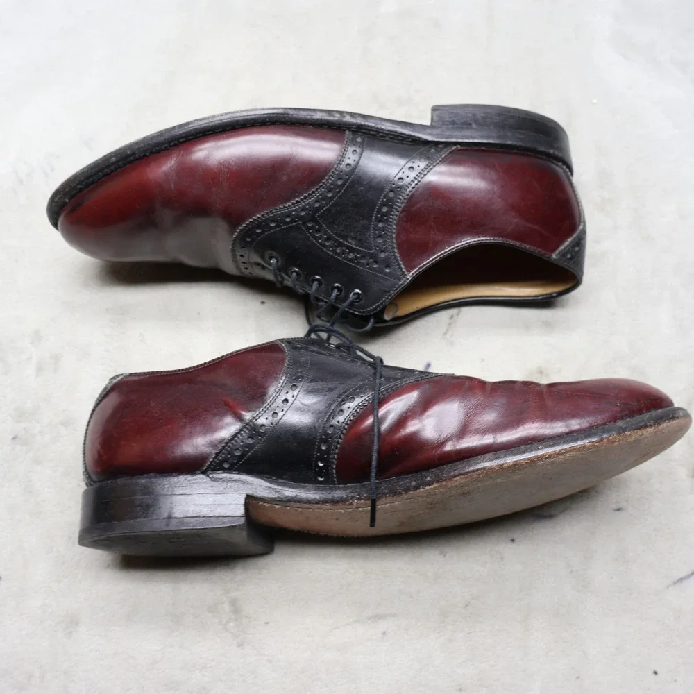 Johnston Murphy Aristocraft Mens 10.5 Oxford Shoes Red Leather Dress Wingtip
